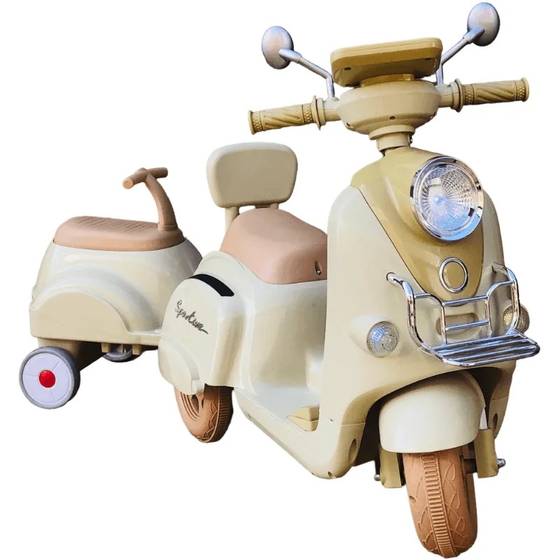 Moto Eletrica Duas Crianças Shiny Toys Vespa Com Carretinha 12v - SHINY TOYS