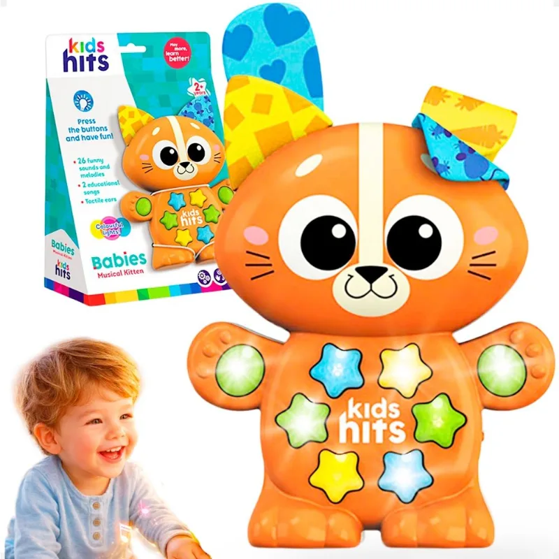 Animais Musicais Coloridos Brinquedo Som Luz Led - Gatinho