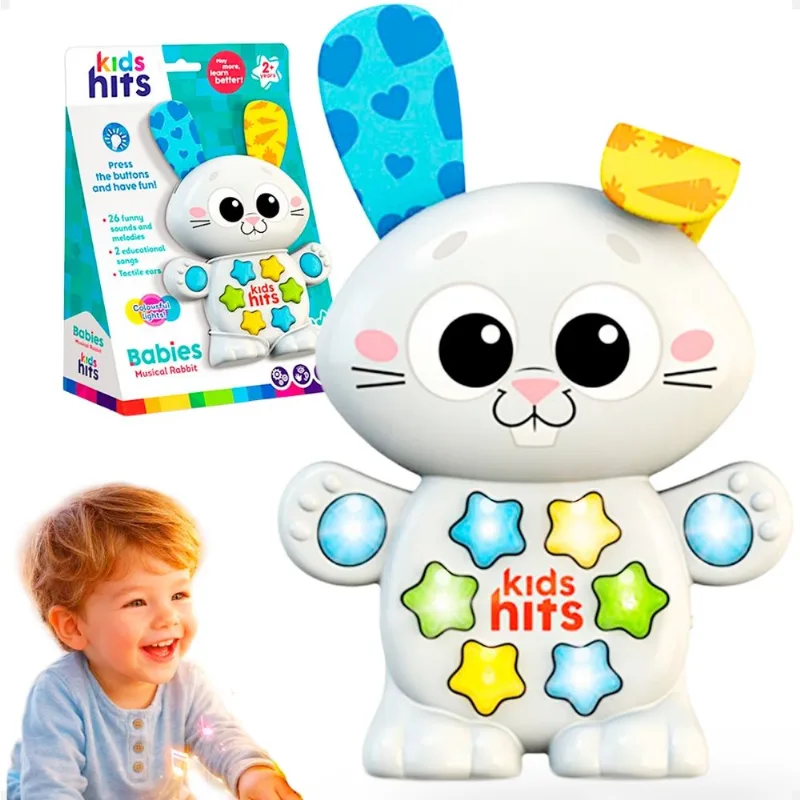 Animais Musicais Coloridos Brinquedo Som Luz Led - Coelho