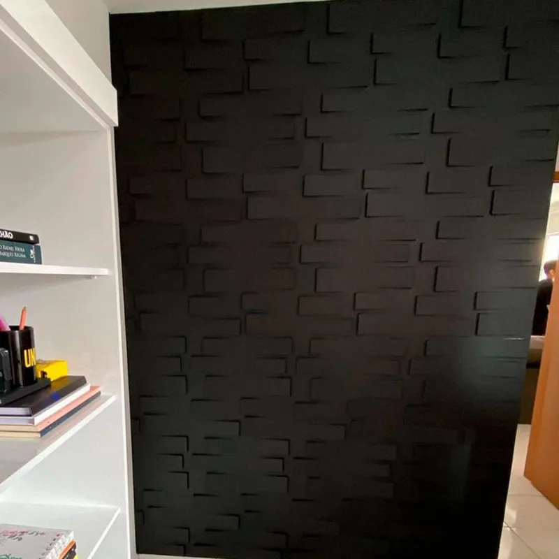 40 Unid Revestimento Alevante Preto 3D Alto Relevo 50X50Cm