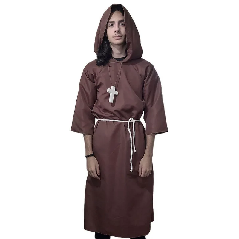 Fantasia De Padre Franciscano Juvenil Com Crucifixo Tamanho G