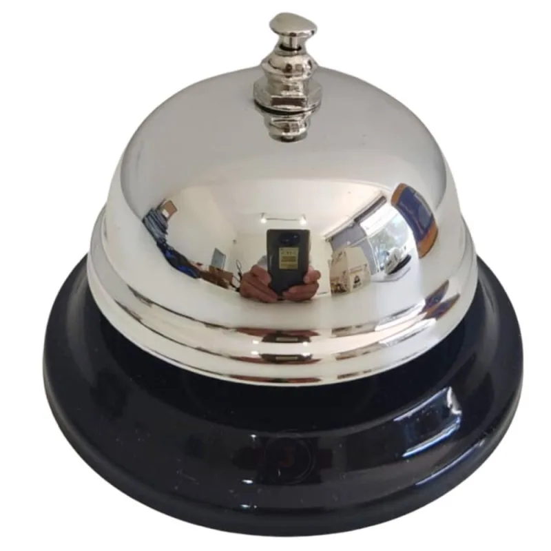 Campainha de Mesa 9cm Metal Cromado Prata - Não Disponível