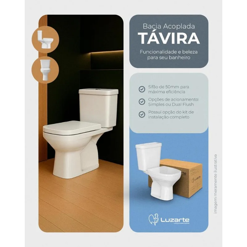 Conjuto Acoplado com Kit Instalação Completo Tavira 3/6L Branco LUZARTE
