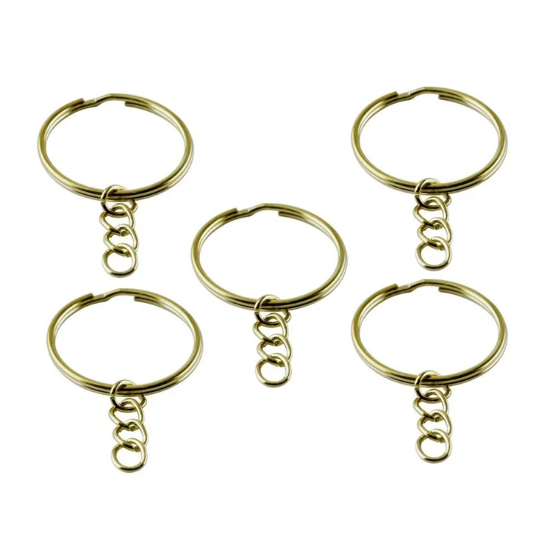 Argola De Chaveiro Dourada Pct 100 Uni 0,25mm Com Corrente
