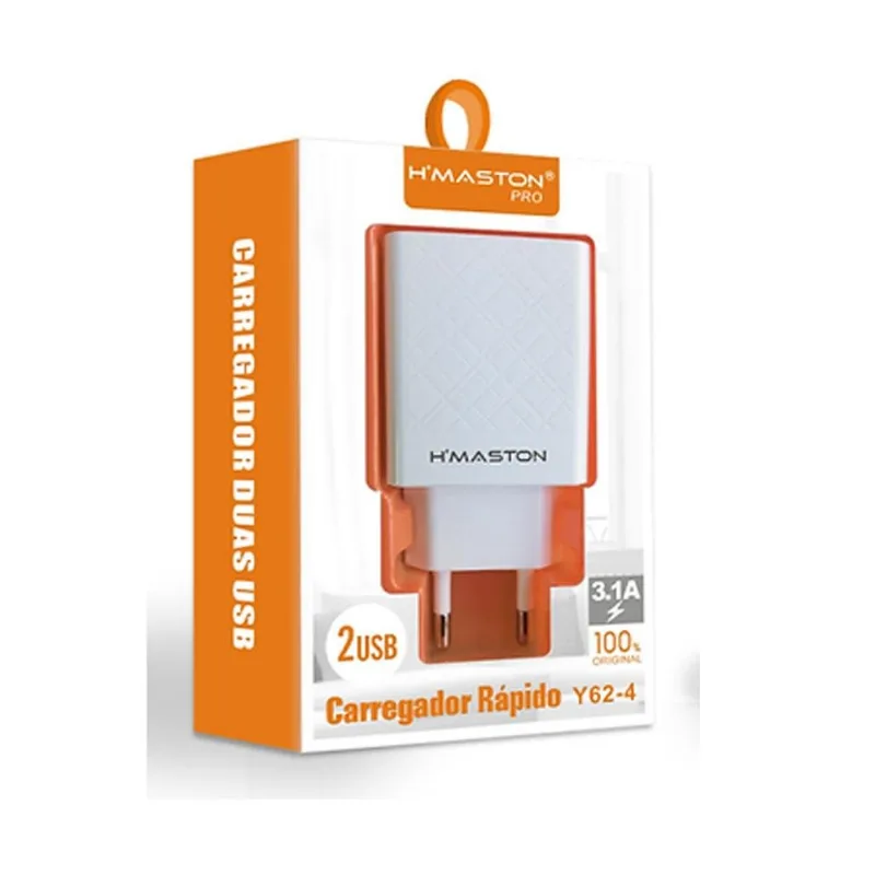 Carregador De Parede H'Maston Turbo 3.1A 2USB Y624 (MP)