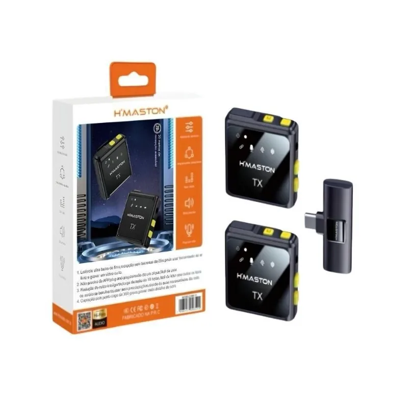 Microfone De Lapela H'Maston Duplo Sem Fio MK-11 (MP)