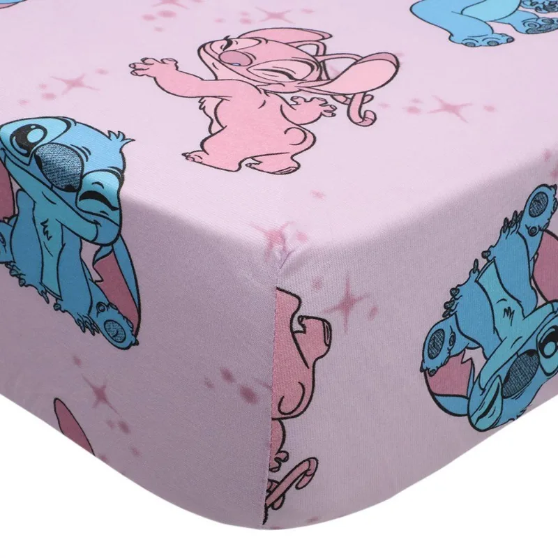 Lençol Solteiro Infantil Estampado Portallar - Stitch E Angel
