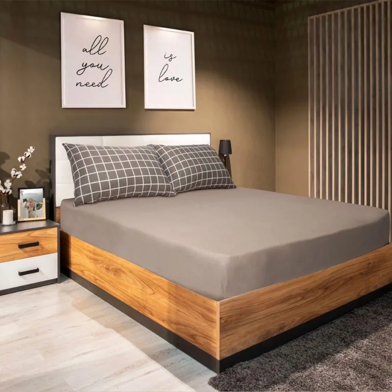 Jogo de Cama Classic Laura King 3 Peças 100% Algodão Malha Fio 30-1 Penteado Capuccino