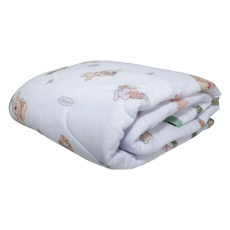 Edredom KazzaVip Baby Malha 100% Algodão Berço Americano Estampado Ursinho Pooh Branco