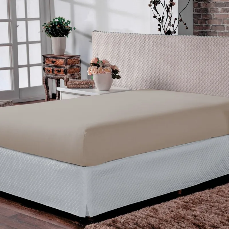Jogo de Cama Liso Casal Bege Caqui