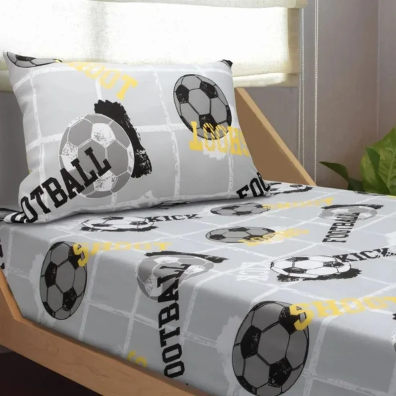 Jogo Cama Menino Futebol C/ Elástico 2 Pçs Malha Antibolinha