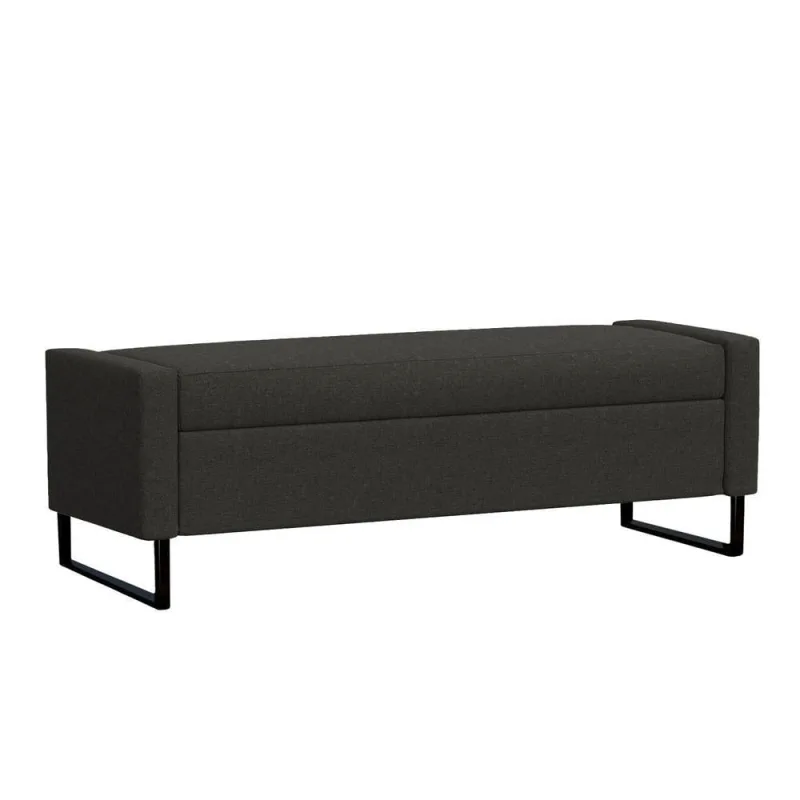 Recamier Bau Paris Base De Metal 1,40m Linho Preto - Inova Decorações - OUTRAS - Colchões