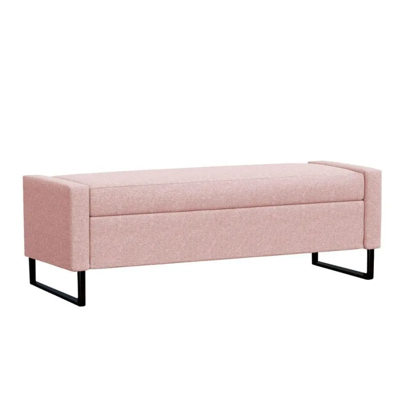 Recamier Bau Paris Base De Metal 1,40m Suede Rosa Bebe - Inova Decorações - OUTRAS