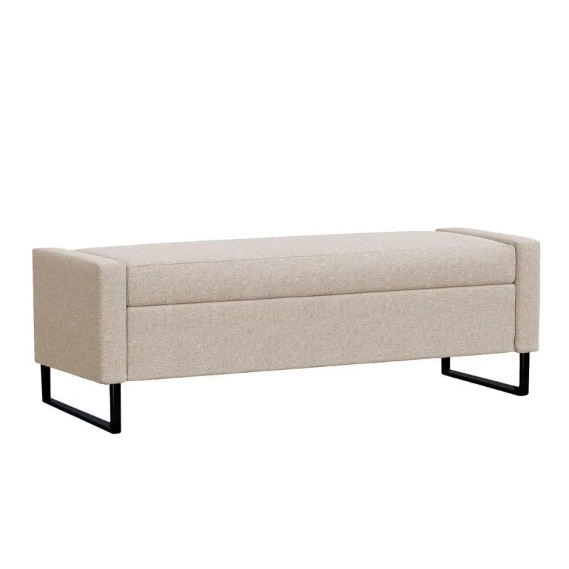 Recamier Bau Paris Base De Metal 1,40m Veludo Bege - Inova Decorações - OUTRAS