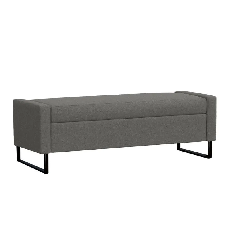 Recamier Bau Paris Base De Metal 1,20m Linho Grafite - Inova Decorações - OUTRAS