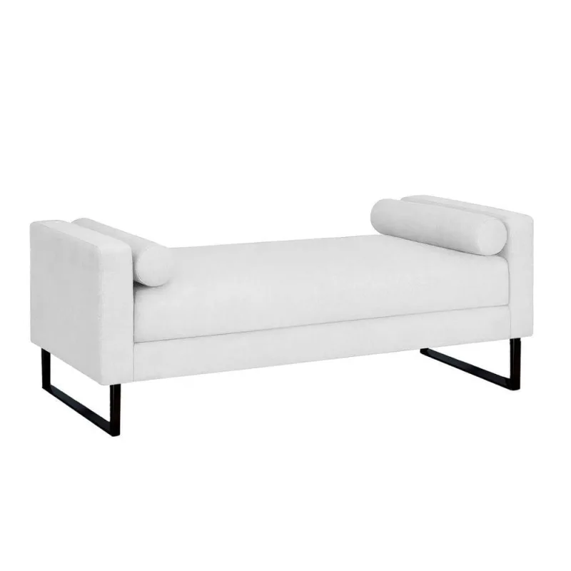 Recamier Berlim Base Metal 1,20m Corino Branco - Inova Decorações - OUTRAS