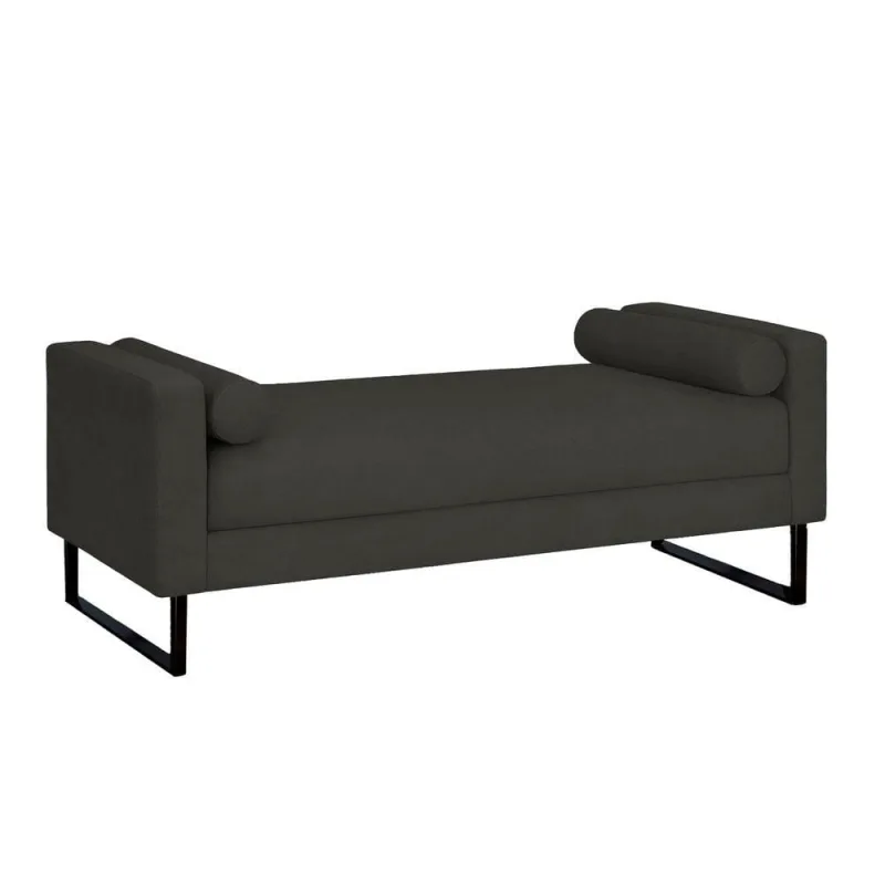 Recamier Berlim Base Metal 1,20m Corino Preto- Inova Decorações - OUTRAS