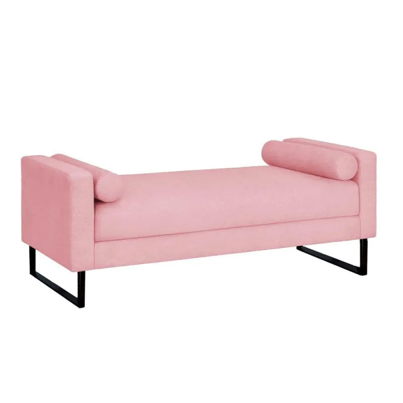 Recamier Berlim Base Metal 1,20m Corino Rosa Bebe - Inova Decorações - OUTRAS