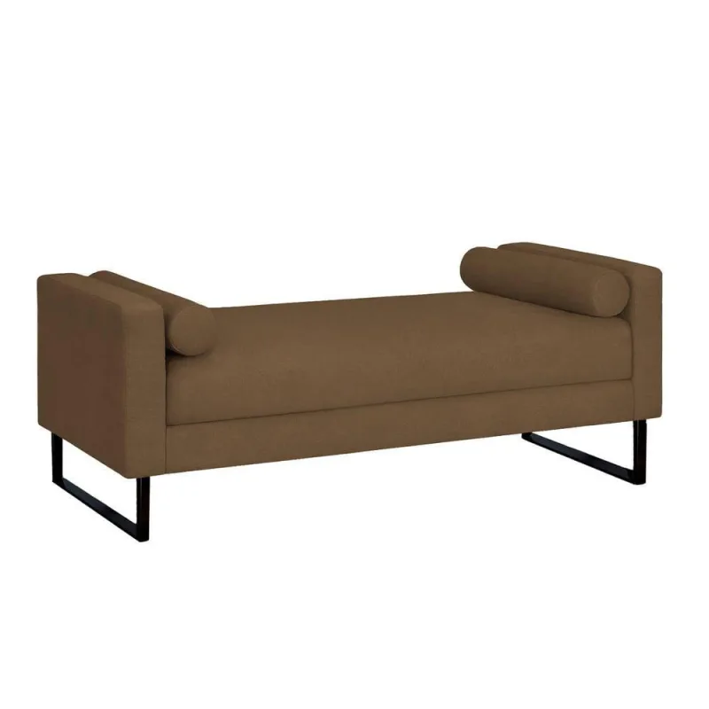 Recamier Berlim Base Metal 1,20m Suede Marrom - Inova Decorações - OUTRAS