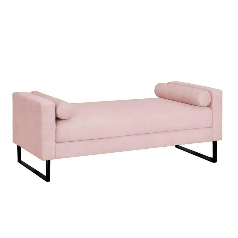 Recamier Berlim Base Metal 1,20m Suede Rosa Bebe - Inova Decorações - OUTRAS