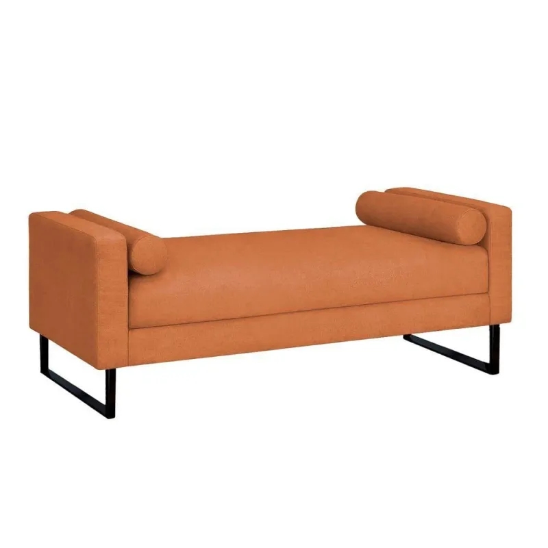 Recamier Berlim Base Metal 1,20m Veludo Terracota - Inova Decorações - OUTRAS