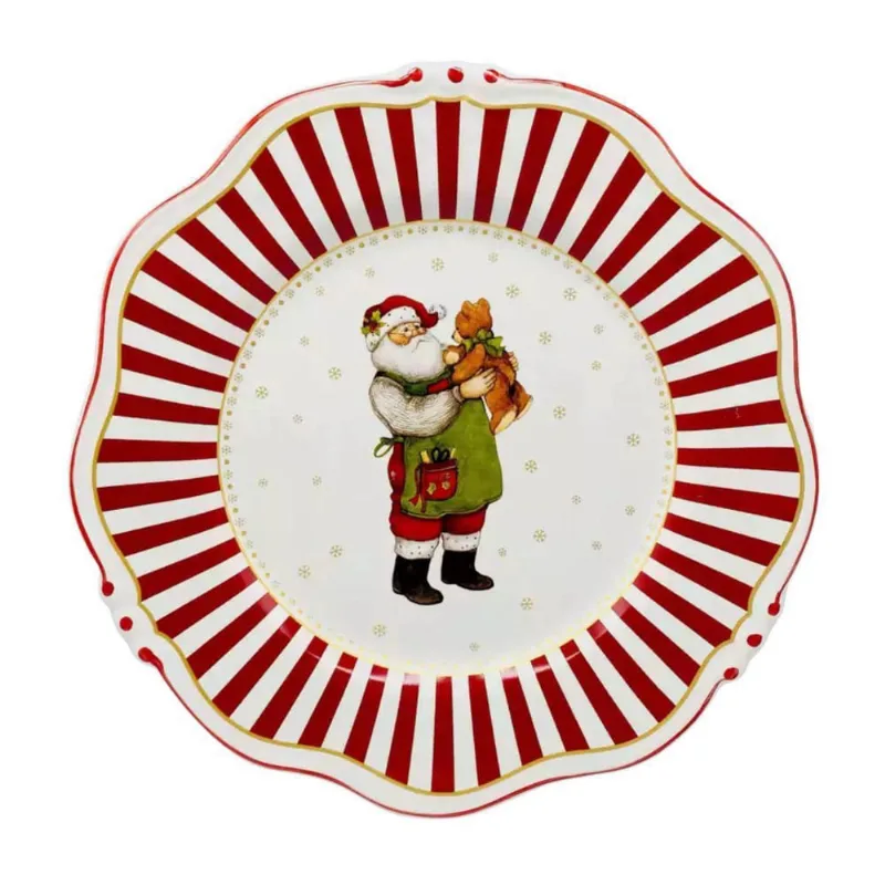 Prato Raso Natalino Papai Noel Filete Christmas 29Cm 1Und