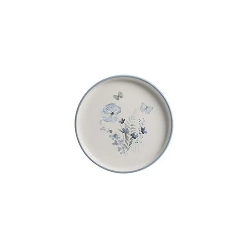 Prato de Sobremesa Amor de Primavera em Cerâmica com Estampa Floral para Mesa Dourado Cerâmica - Cerâmica Scalla