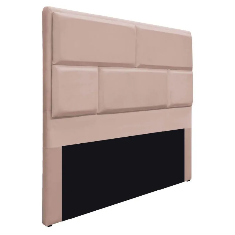 Cabeceira Queen Brick 160 Cm Cama Box Suede Rosê