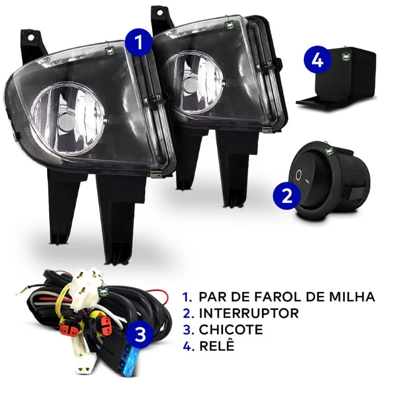 Kit Farol Auxiliar Milha Celta 2007 2008 2009 2010 2011 2012 2013 2014 2015 Botao Tic Tac