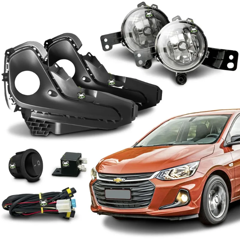 Kit Farol Auxiliar Milha Onix 2020 2021 2022 Moldura Preta Botao Tic Tac