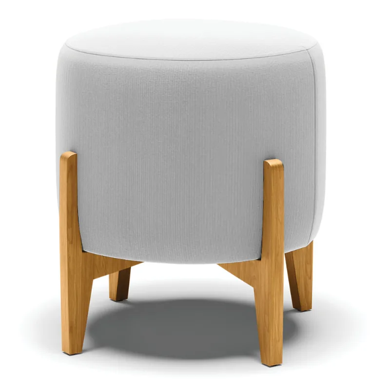 Puff Stella Suede Cinza Base Madeira Castanho - D'Rossi - DRossi