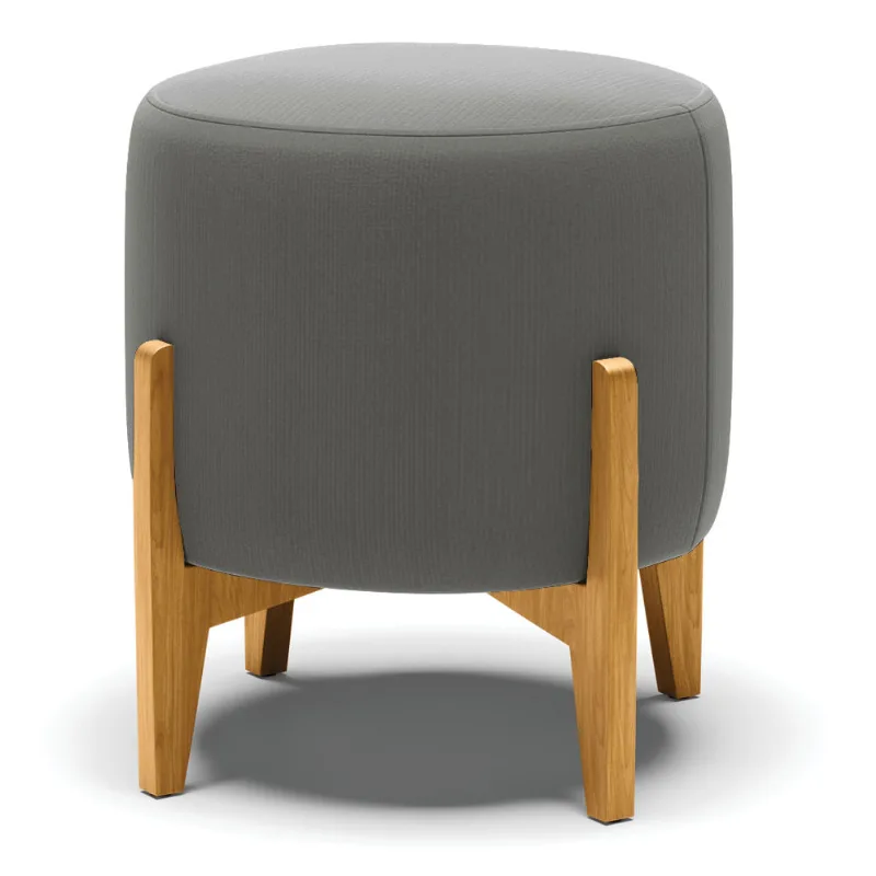 Puff Stella Suede Grafite Base Madeira Castanho - D'Rossi - DRossi
