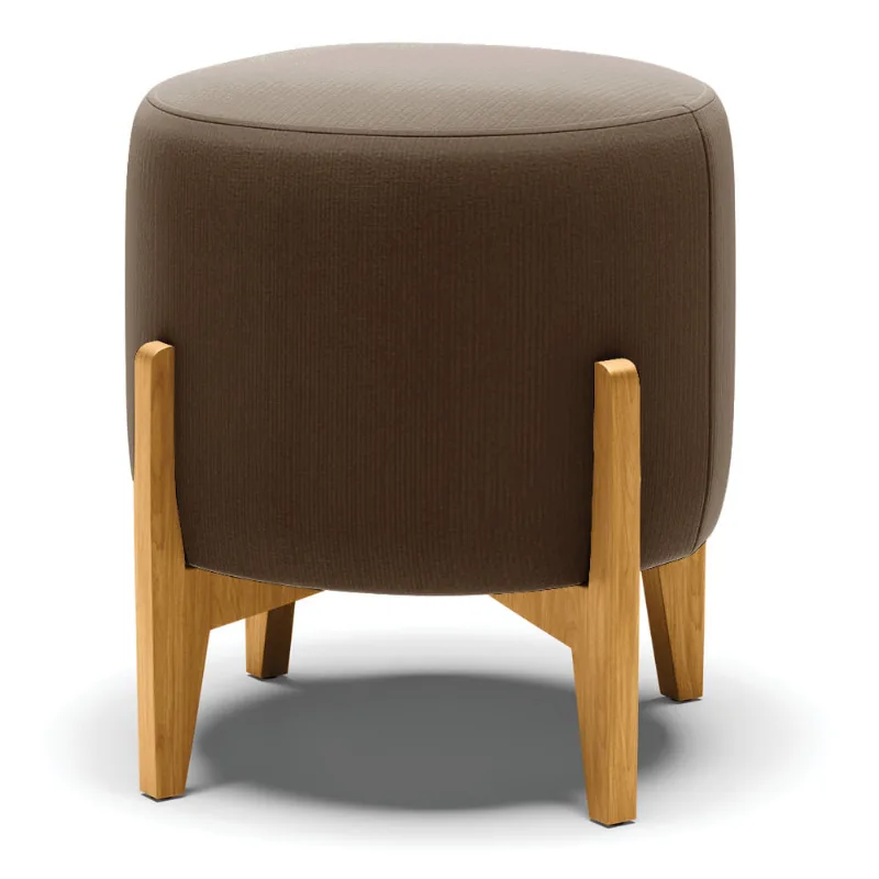 Puff Stella Suede Marrom Base Madeira Castanho - D'Rossi - DRossi