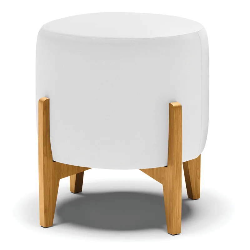 Puff Banqueta Decorativo Base Madeira Stella Sintético Branco D03 - D'Rossi - DRossi