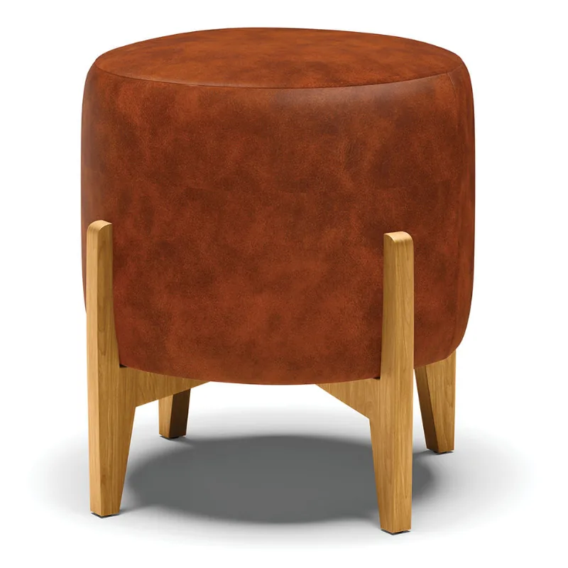 Puff Banqueta Decorativo Base Madeira Stella Sintético PU Nozes D03 - D'Rossi - DRossi