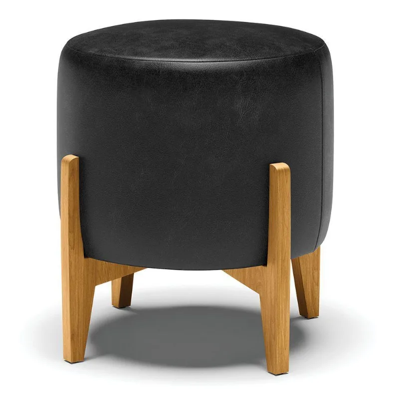 Puff Stella Corano Base Madeira Castanho Preto - DRossi