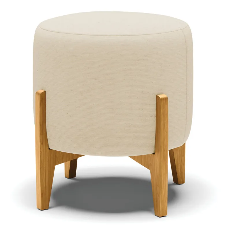 Puff Banqueta Decorativo Base Madeira Stella Linho Bege D03 - D'Rossi