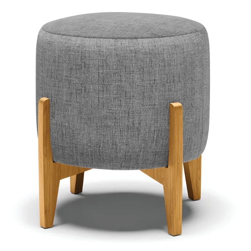 Puff Banqueta Decorativo Base Madeira Stella Linho D03 - D'Rossi A26 Grafite - DRossi