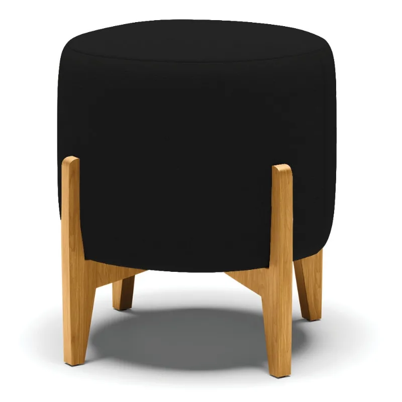 Puff Banqueta Decorativo Base Madeira Stella Linho D03 - D'Rossi A79 Preto