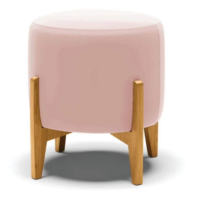 Puff Stella Veludo Base Madeira Castanho - D'rossi Cor Rose - DRossi