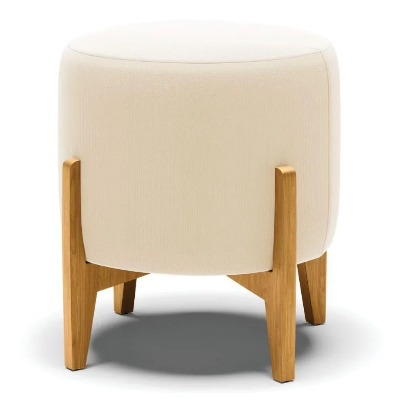 Puff Stella Suede Base Madeira Castanho - D'rossi Cor Bege