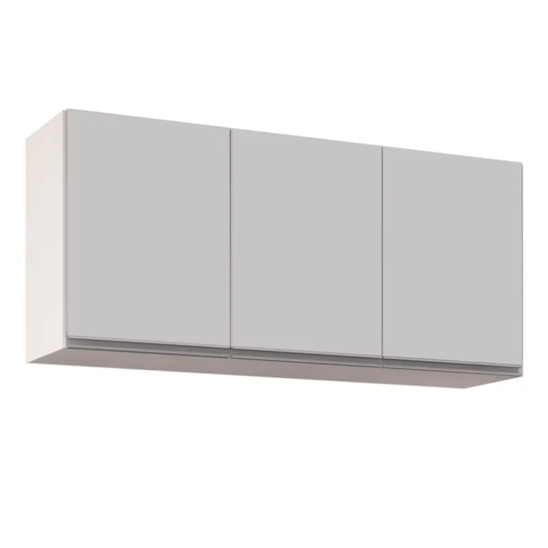 Armário Aéreo de Cozinha Lavanderia 03 Portas Tina Branco 120 Cm - D'Rossi - DRossi - Móveis