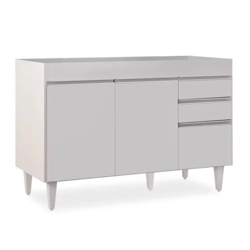 Balcão de Cozinha Lavanderia Sem Tampo 02 Gavetas Beth Branco 120 Cm - D'Rossi - DRossi - Móveis