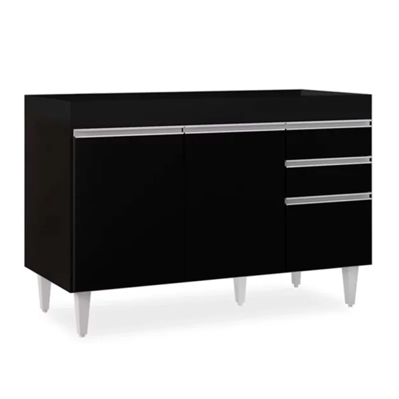 Balcão de Cozinha Lavanderia Sem Tampo 02 Gavetas Beth Preto 120 Cm - D'Rossi - DRossi