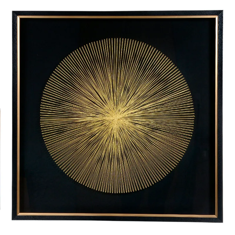 Quadro Decorativo Linha Dourado e Preto 80x80x5 Cm - D'Rossi - DRossi - Casa E Construção