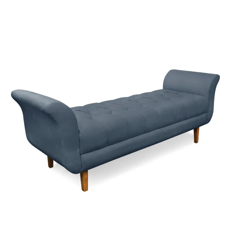 Recamier Olinda Suede Azul Marinho 160 cm Pés Chanfrado Castanhos - D'Rossi - DRossi - Colchões