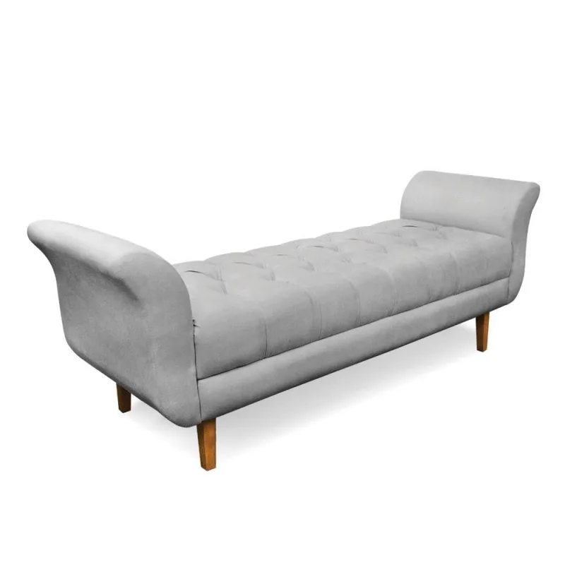 Recamier Olinda Suede 160 Cm Pés Chanfrado Castanhos - D'rossi Cor Cinza - DRossi