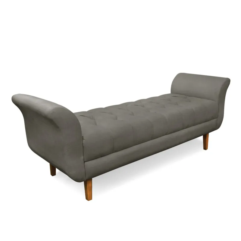 Recamier Olinda Suede Grafite 160 cm Pés Chanfrado Castanhos - D'Rossi - DRossi