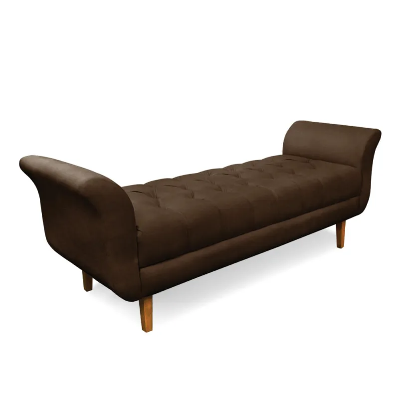 Recamier Olinda Suede Marrom 160 cm Pés Chanfrado Castanhos - D'Rossi - DRossi - Colchões