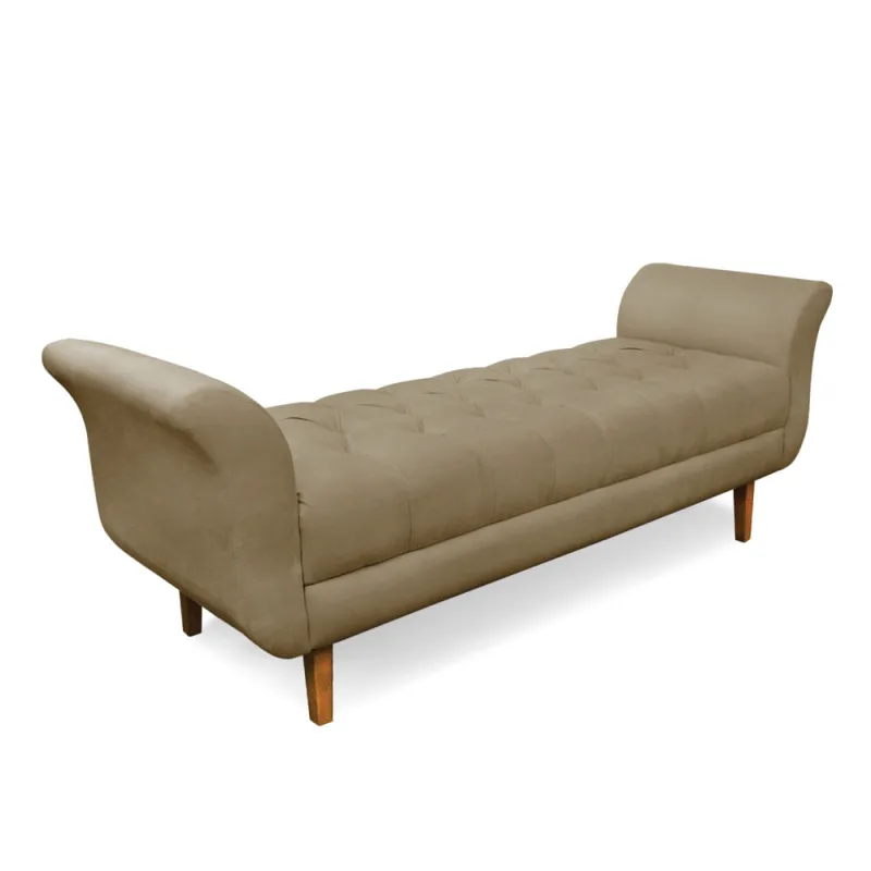 Recamier Olinda Suede Marrom Rato 160 cm Pés Chanfrado Castanhos - D'Rossi - DRossi